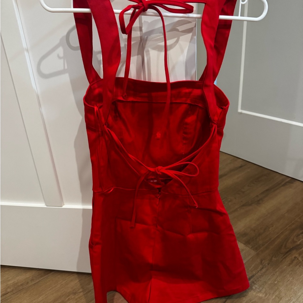 Vici Red Girls' One-Piece Romper with Tie Back - Picture 4 of 5
